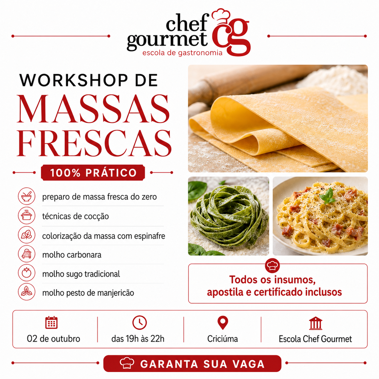 WORKSHOP DE MASSAS FRESCAS | CRICIUMA