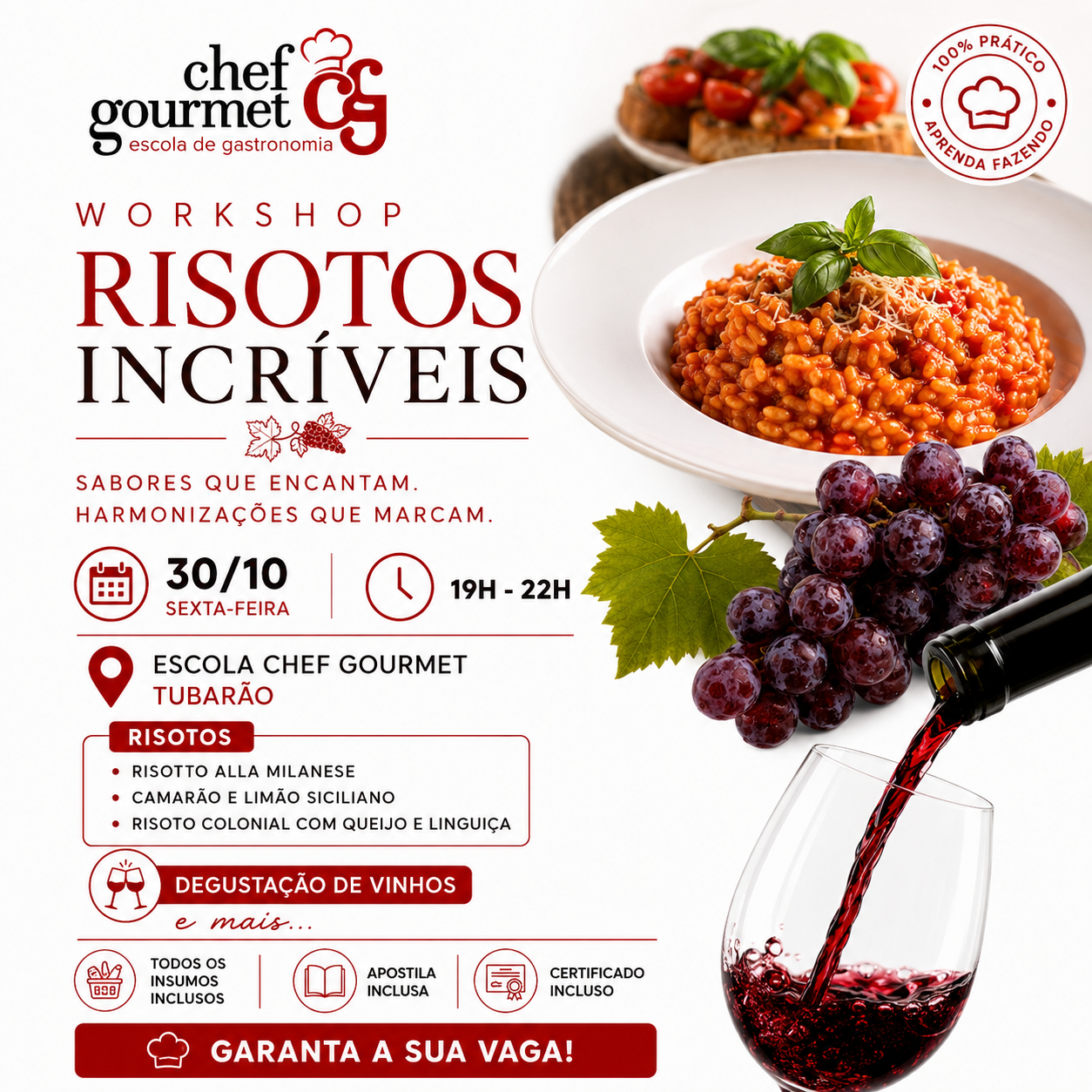 🍷 *WORKSHOP RISOTOS INCRÍVEIS | TUBARÃO*